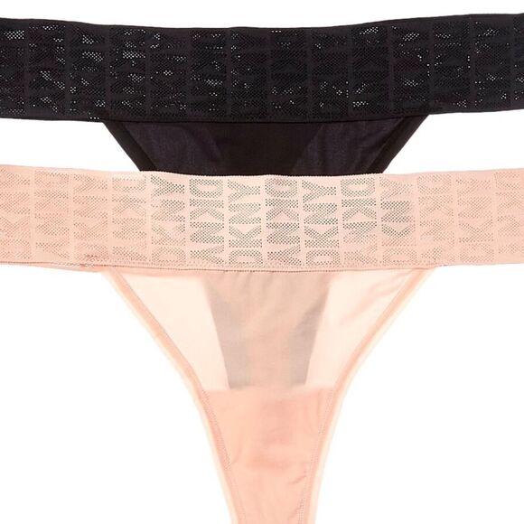 DKNY Stretch Thongs - Black & Pink (Set of 2) - Picture 3 of 6